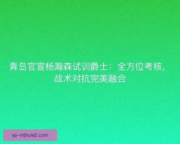青岛官宣杨瀚森试训爵士：全方位考核，战术对抗完美融合
